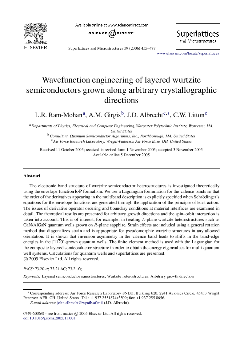 Wavefunction engineering of layered wurtzite semiconductors grown along arbitrary crystallographic directions