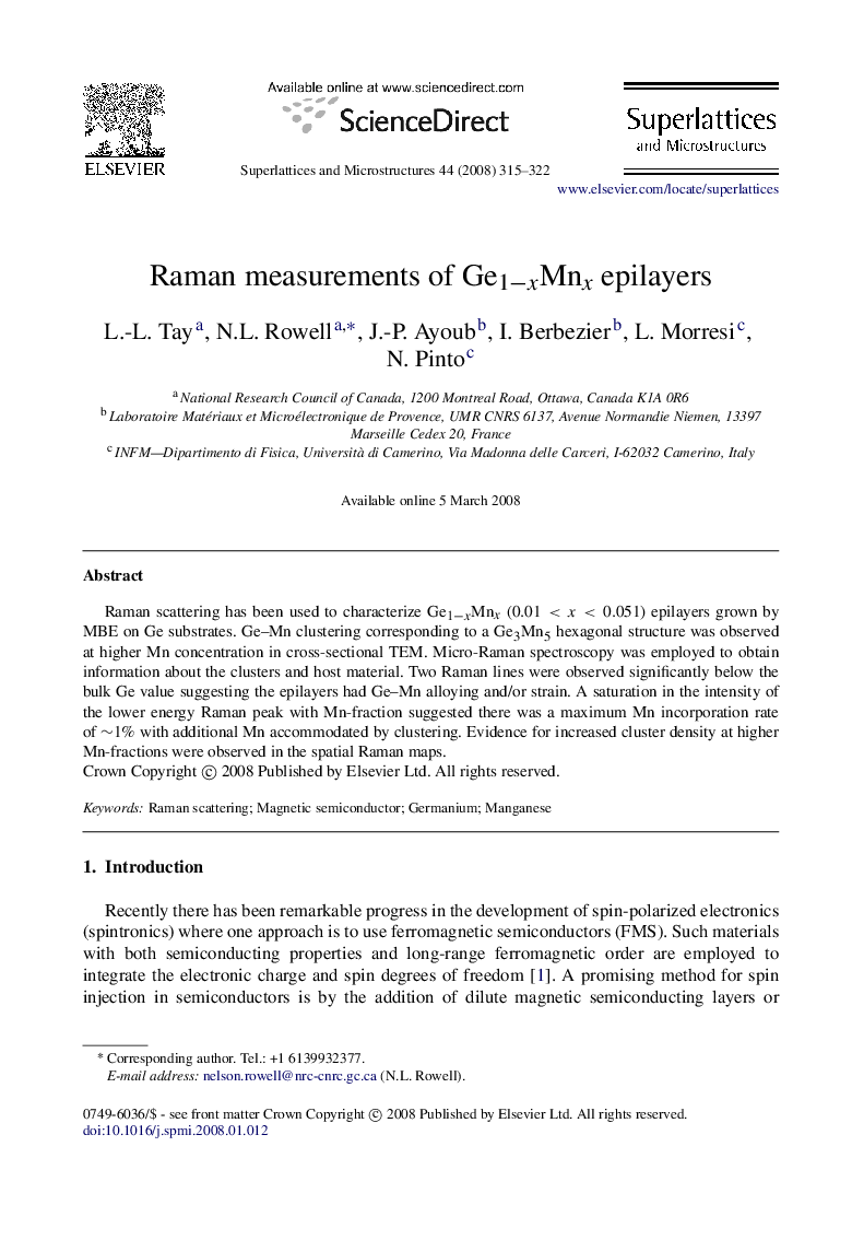 Raman measurements of Ge1−xMnx epilayers