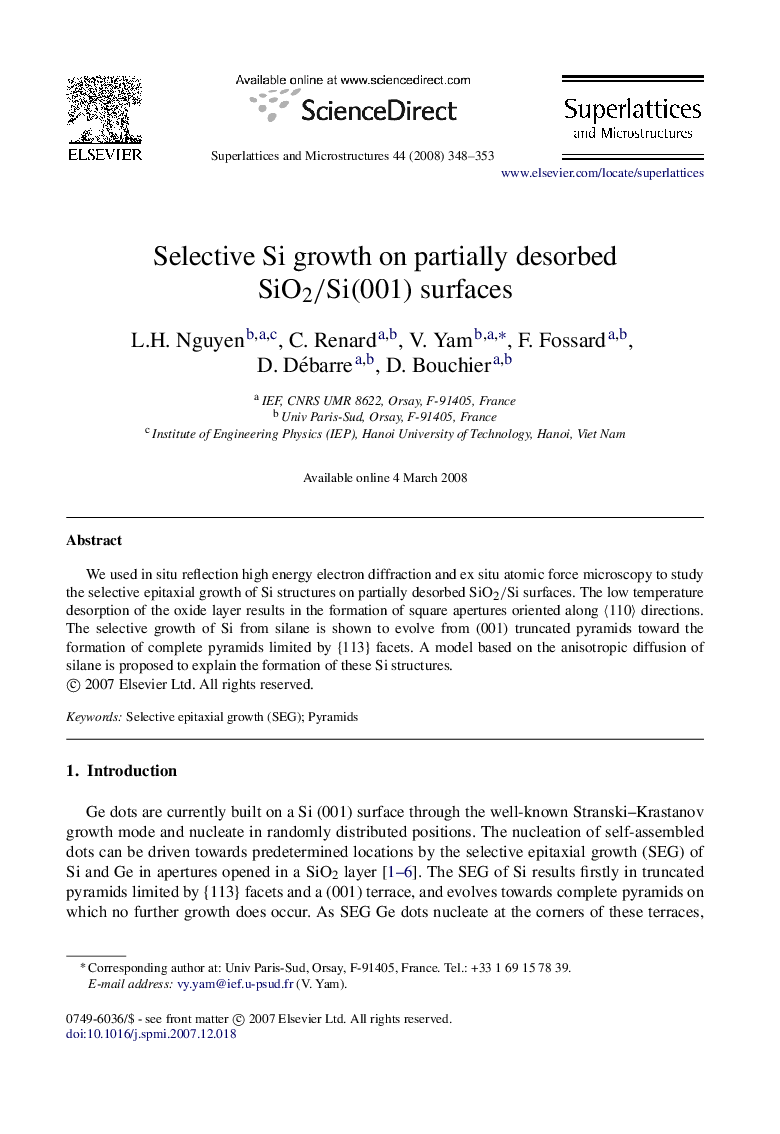 Selective Si growth on partially desorbed SiO2/Si(001) surfaces