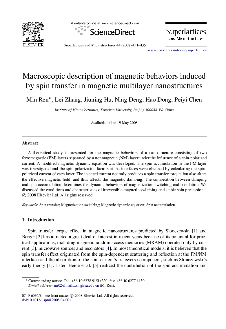 Macroscopic description of magnetic behaviors induced by spin transfer in magnetic multilayer nanostructures