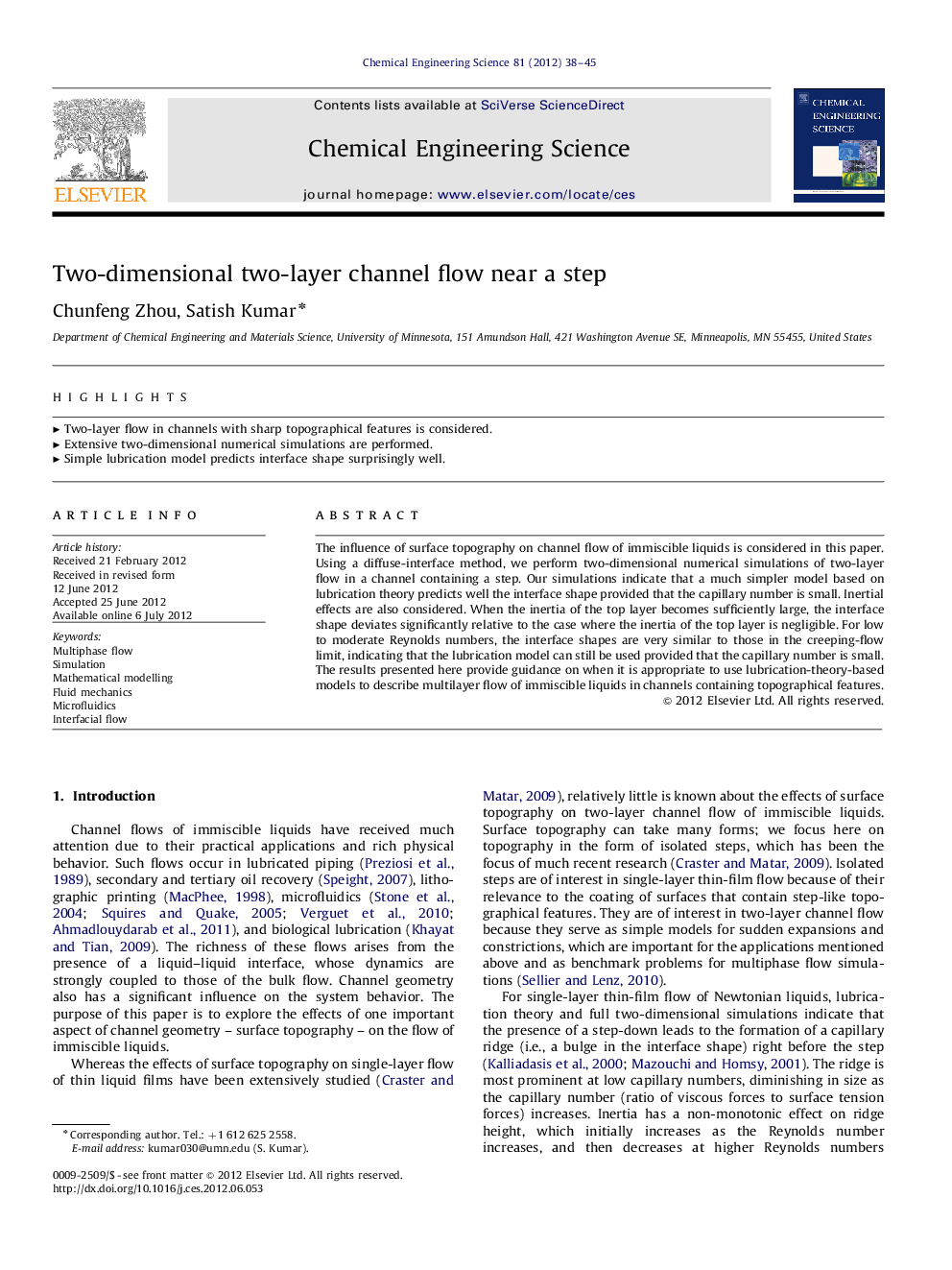 Two-dimensional two-layer channel flow near a step