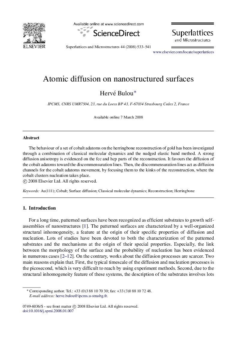 Atomic diffusion on nanostructured surfaces