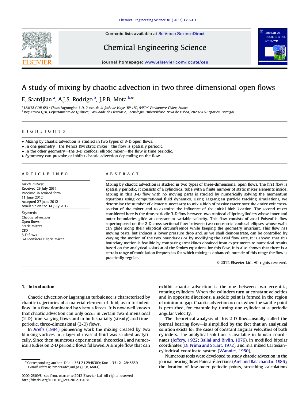 A study of mixing by chaotic advection in two three-dimensional open flows