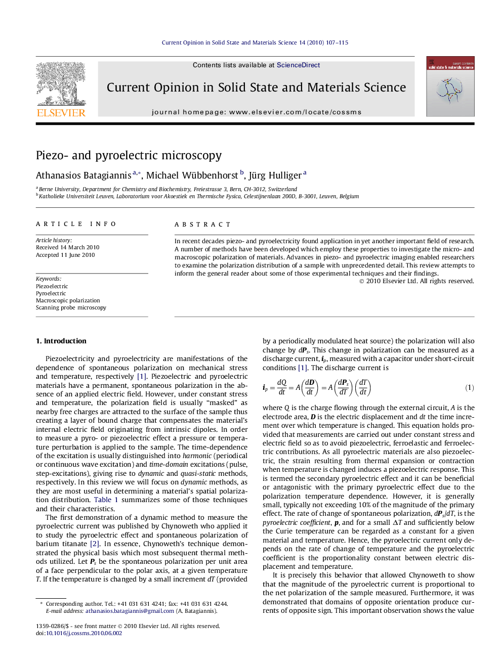 Piezo- and pyroelectric microscopy