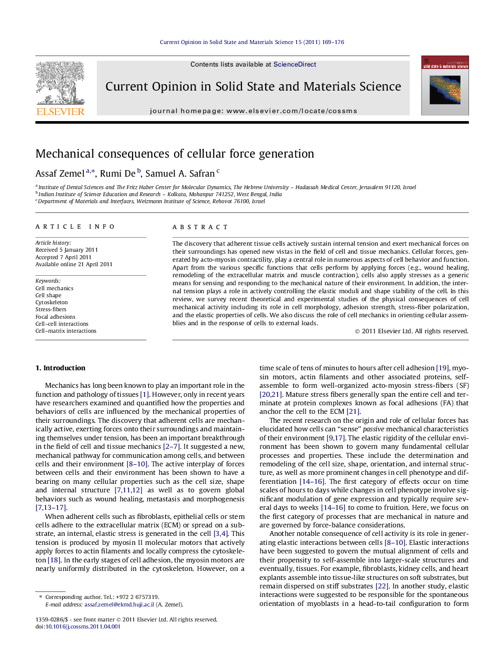 Mechanical consequences of cellular force generation