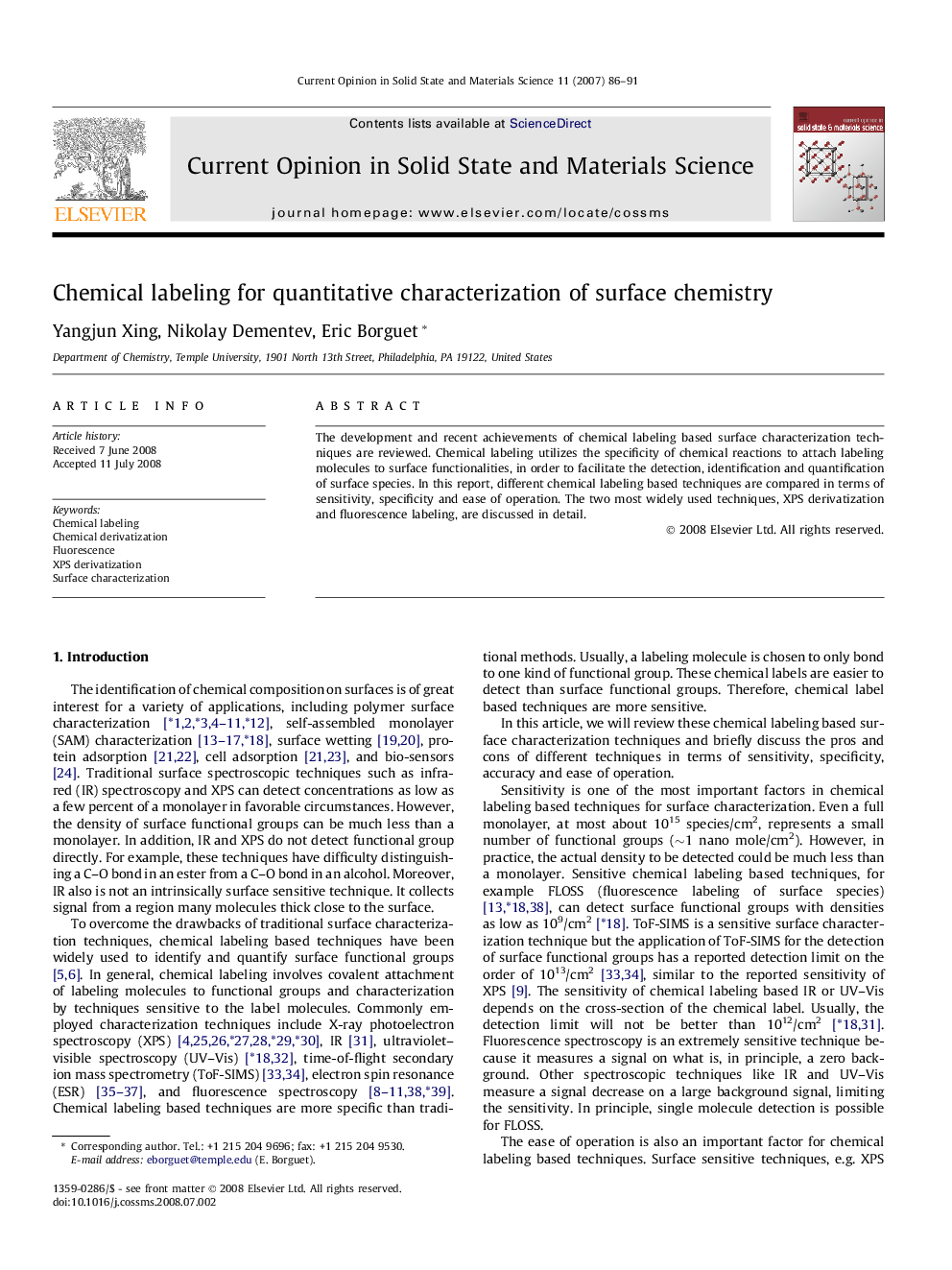 Chemical labeling for quantitative characterization of surface chemistry