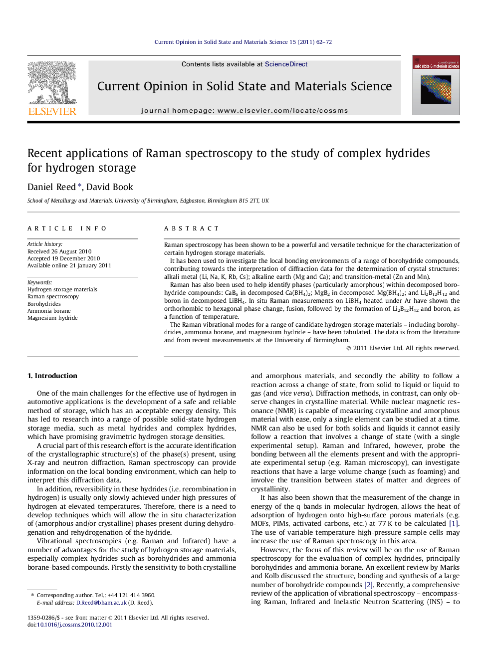 Recent applications of Raman spectroscopy to the study of complex hydrides for hydrogen storage