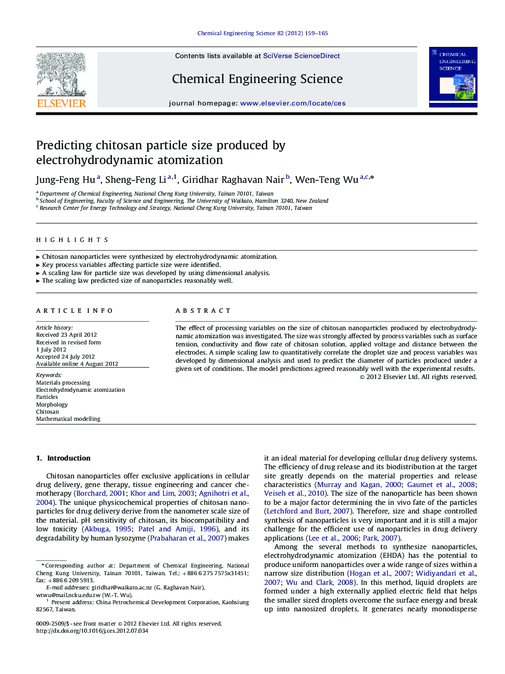 Predicting chitosan particle size produced by electrohydrodynamic atomization