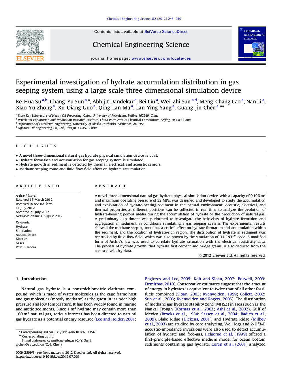 Experimental investigation of hydrate accumulation distribution in gas seeping system using a large scale three-dimensional simulation device