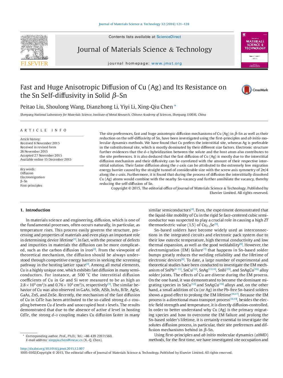 Fast and Huge Anisotropic Diffusion of Cu (Ag) and Its Resistance on the Sn Self-diffusivity in Solid β–Sn