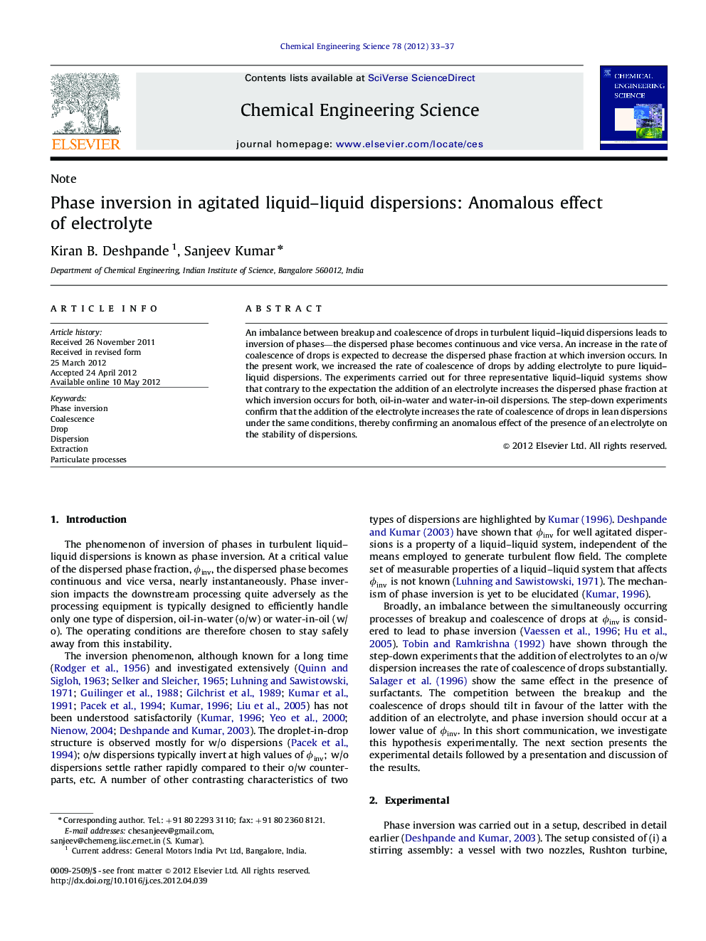 Phase inversion in agitated liquid–liquid dispersions: Anomalous effect of electrolyte