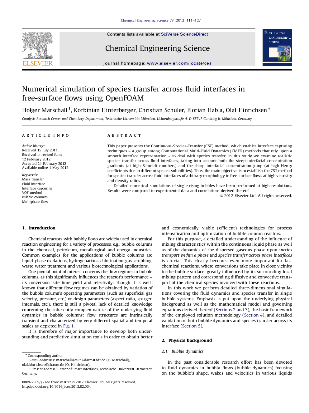 Numerical simulation of species transfer across fluid interfaces in free-surface flows using OpenFOAM