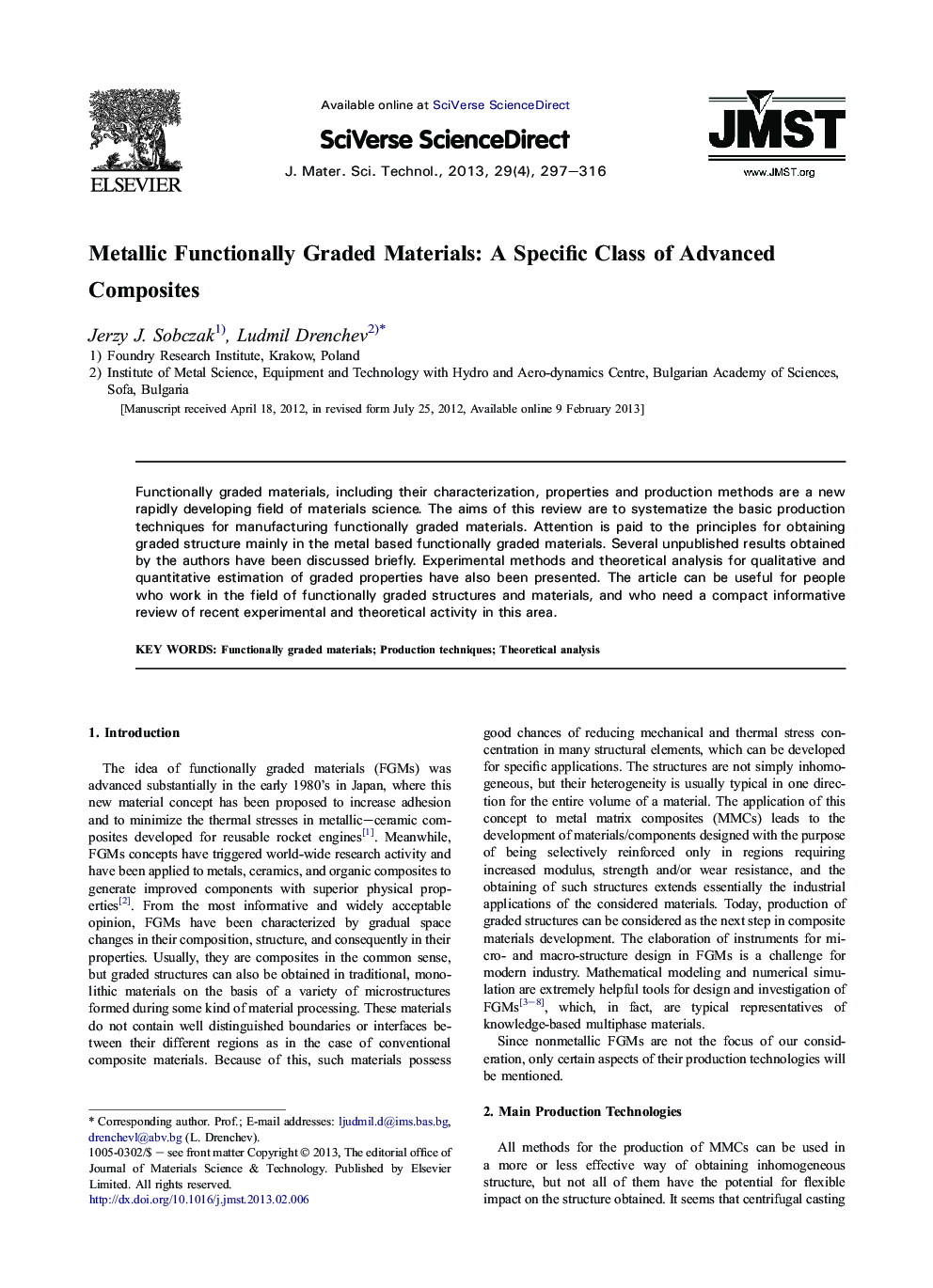 Metallic Functionally Graded Materials: A Specific Class of Advanced Composites