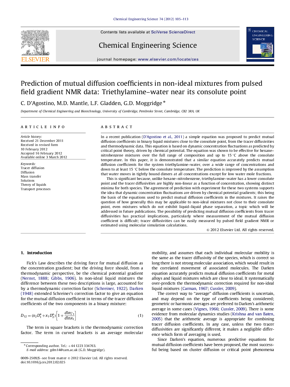 Prediction of mutual diffusion coefficients in non-ideal mixtures from pulsed field gradient NMR data: Triethylamine–water near its consolute point