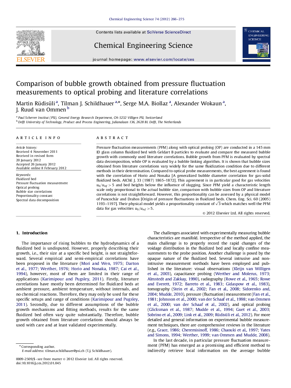 عکس صفحه اول مقاله: Comparison of bubble growth obtained from pressure fluctuation measurements to optical probing and literature correlations Comparison of bubble growth obtained from pressure fluctuation measurements to optical probing and literature correlations