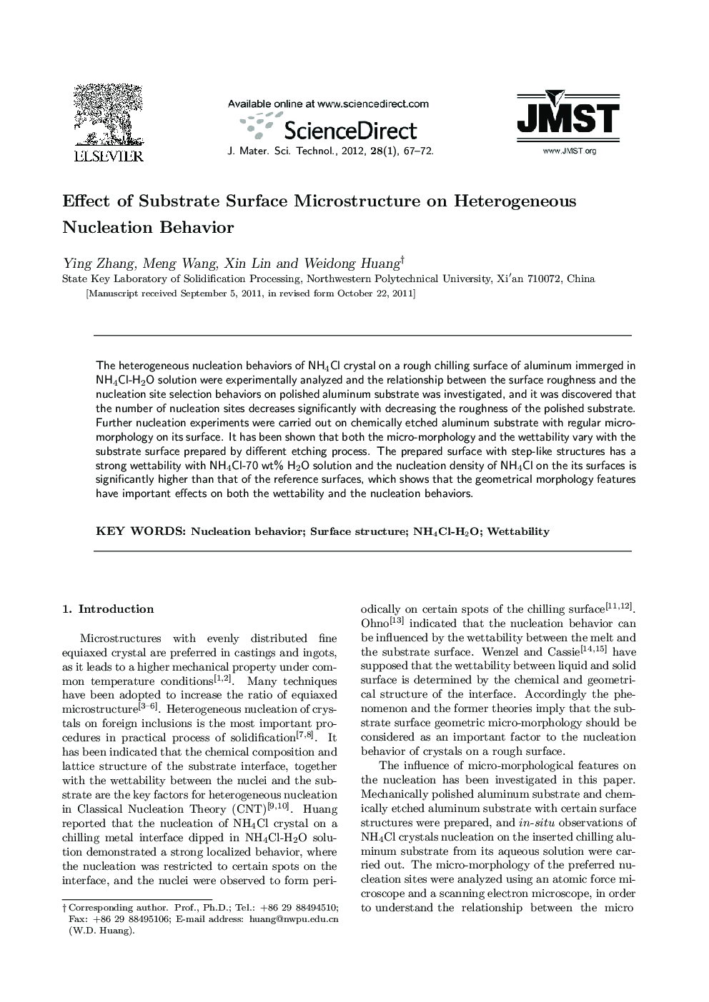 Effect of Substrate Surface Microstructure on Heterogeneous Nucleation Behavior