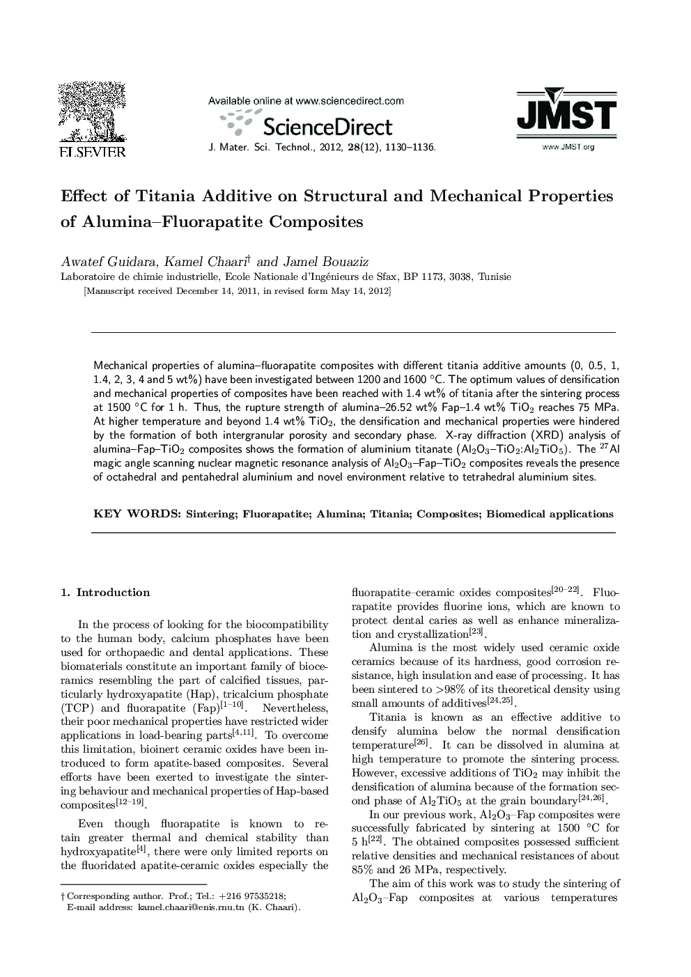 Effect of Titania Additive on Structural and Mechanical Properties of Alumina-Fluorapatite Composites