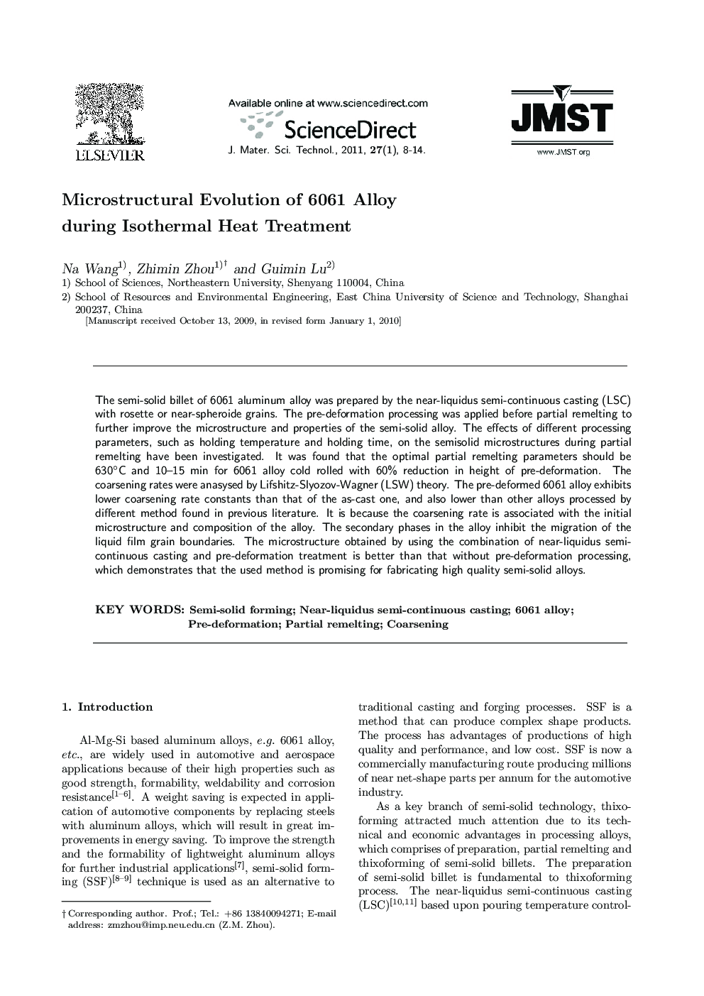 Microstructural Evolution of 6061 Alloy during Isothermal Heat Treatment