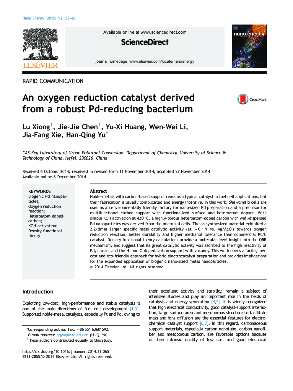 An oxygen reduction catalyst derived from a robust Pd-reducing bacterium