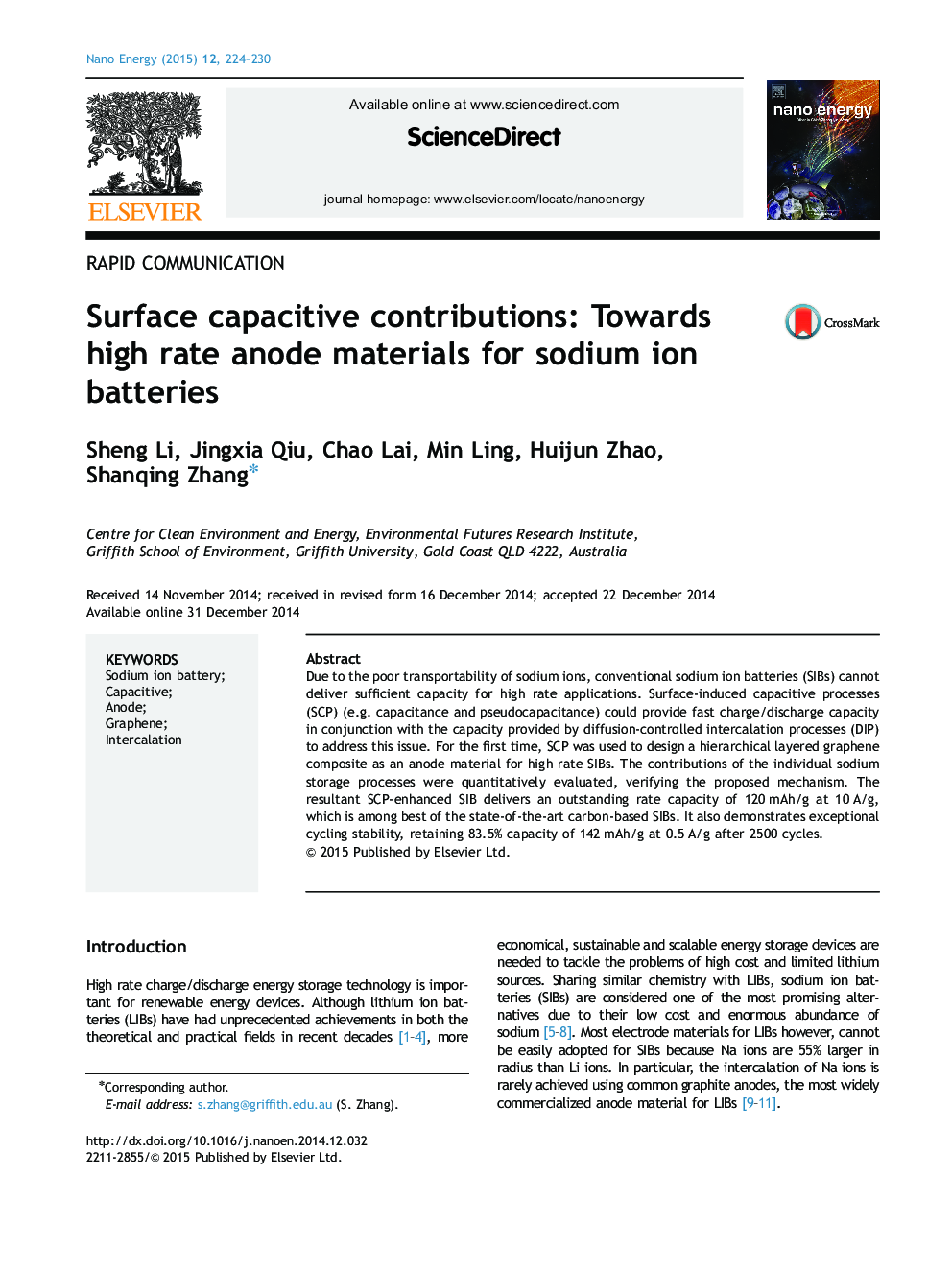 Surface capacitive contributions: Towards high rate anode materials for sodium ion batteries