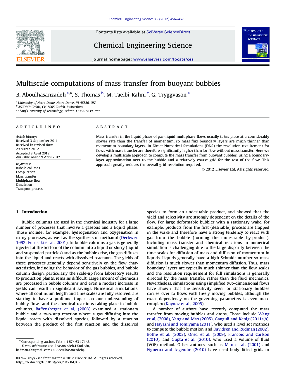 Multiscale computations of mass transfer from buoyant bubbles