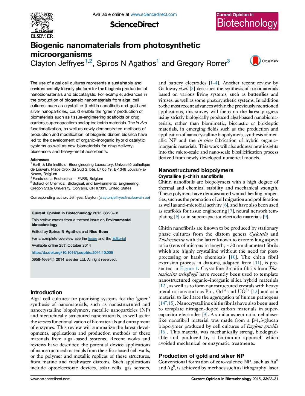 Biogenic nanomaterials from photosynthetic microorganisms