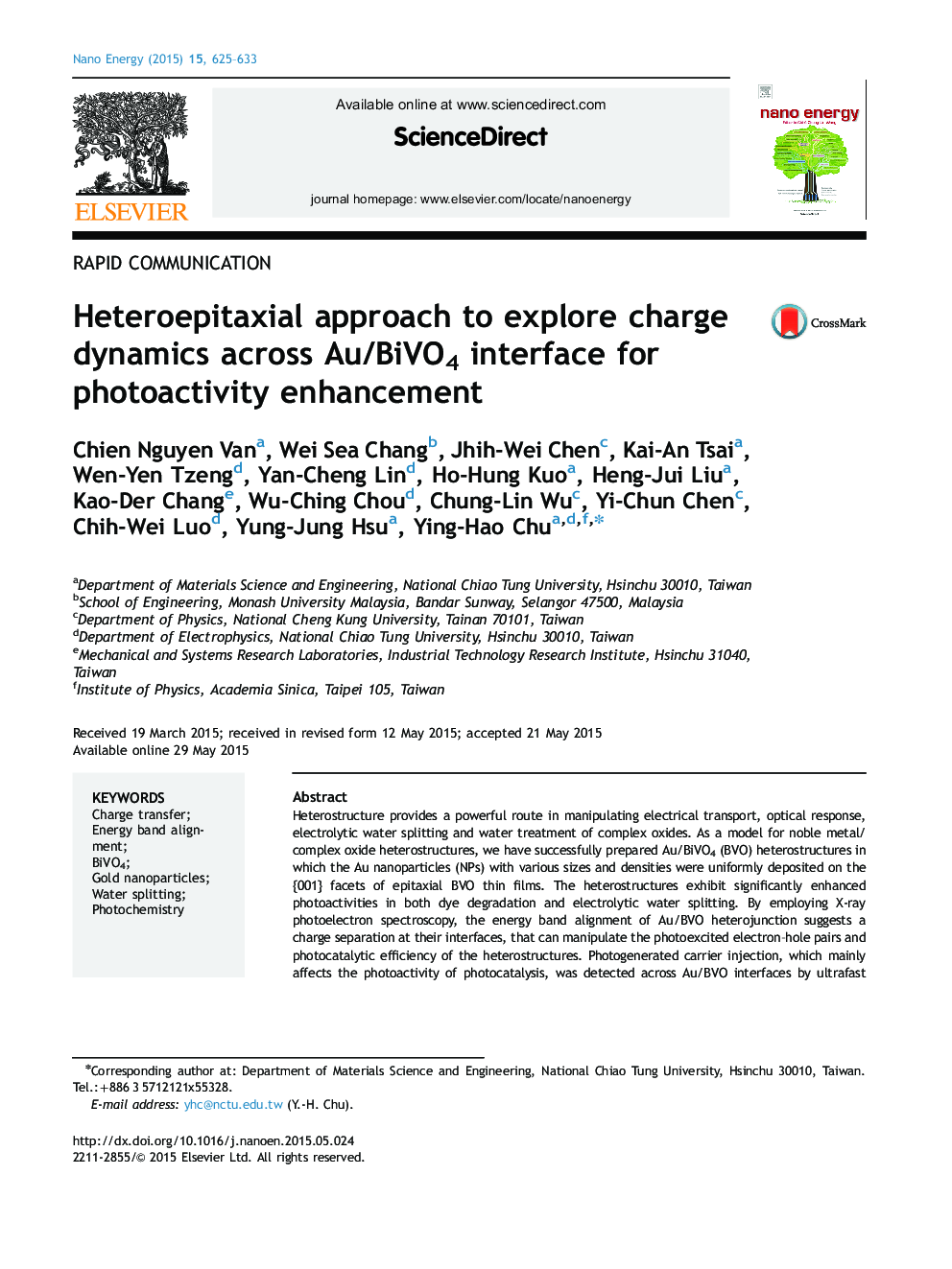 Heteroepitaxial approach to explore charge dynamics across Au/BiVO4 interface for photoactivity enhancement