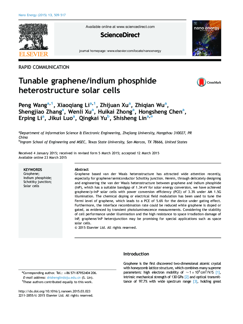 سلول های خورشیدی ساختار فسفید گرافن قابل انعطاف 
