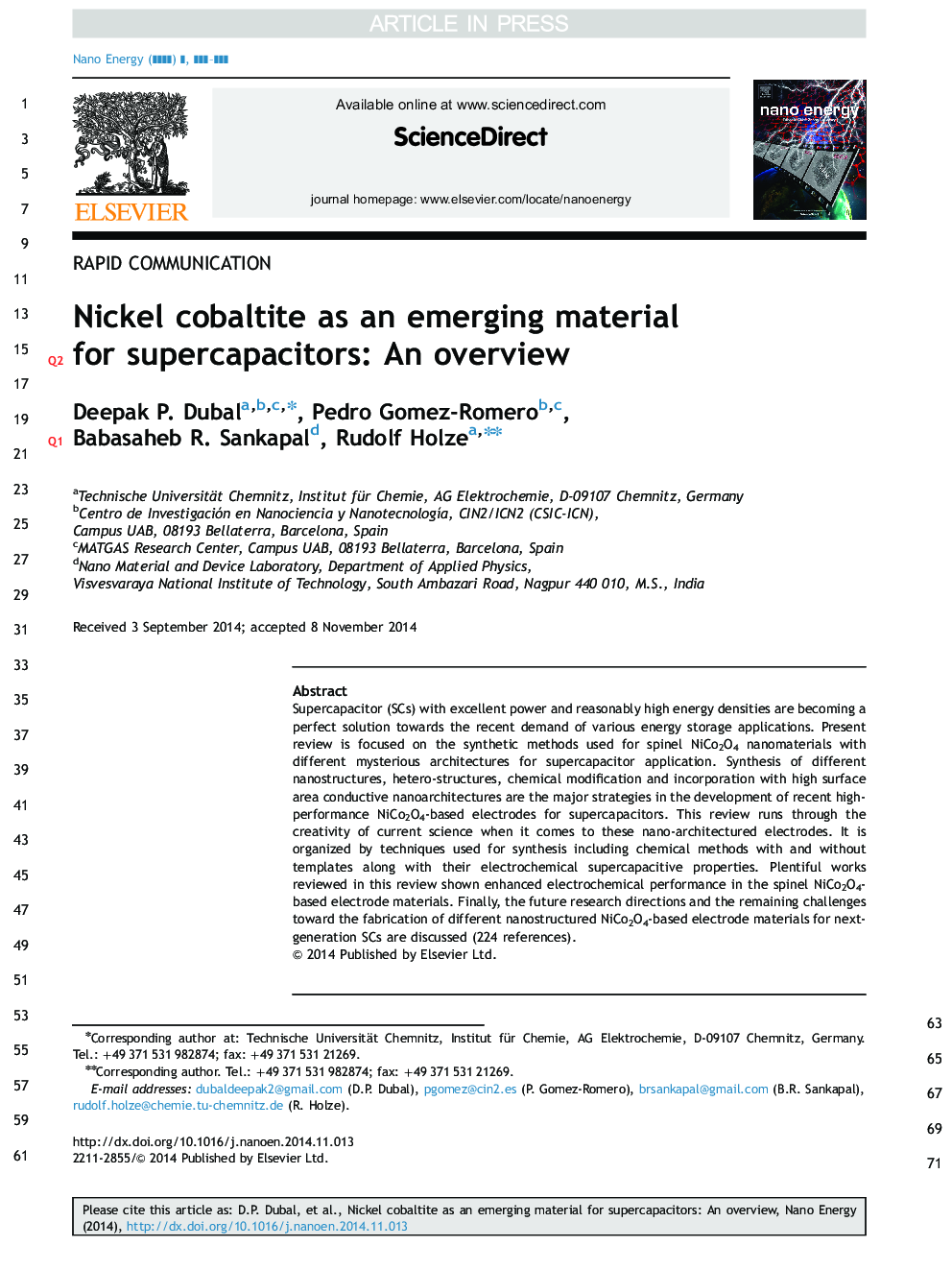Nickel cobaltite as an emerging material for supercapacitors: An overview