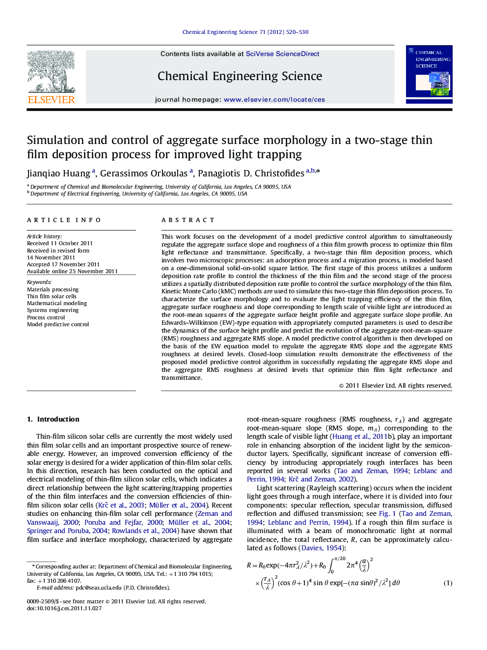 Simulation and control of aggregate surface morphology in a two-stage thin film deposition process for improved light trapping