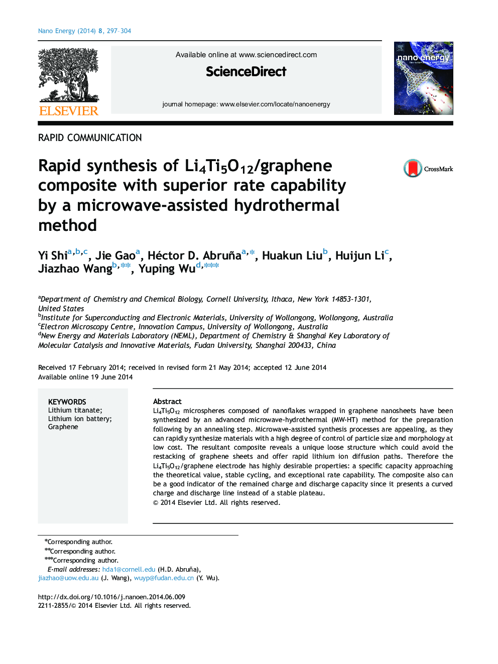 Rapid synthesis of Li4Ti5O12/graphene composite with superior rate capability by a microwave-assisted hydrothermal method