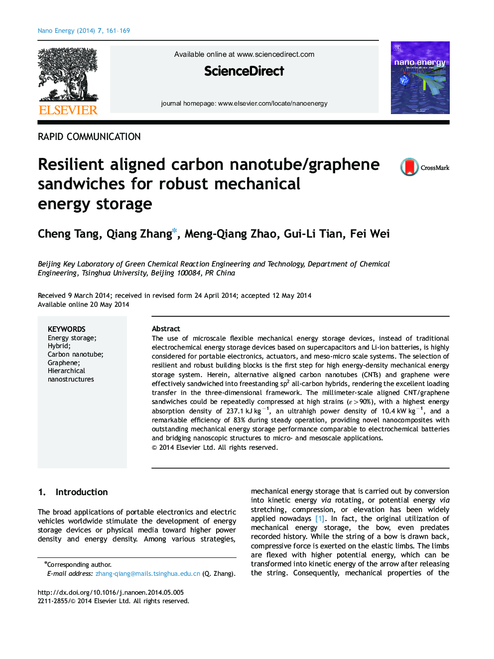 Resilient aligned carbon nanotube/graphene sandwiches for robust mechanical energy storage