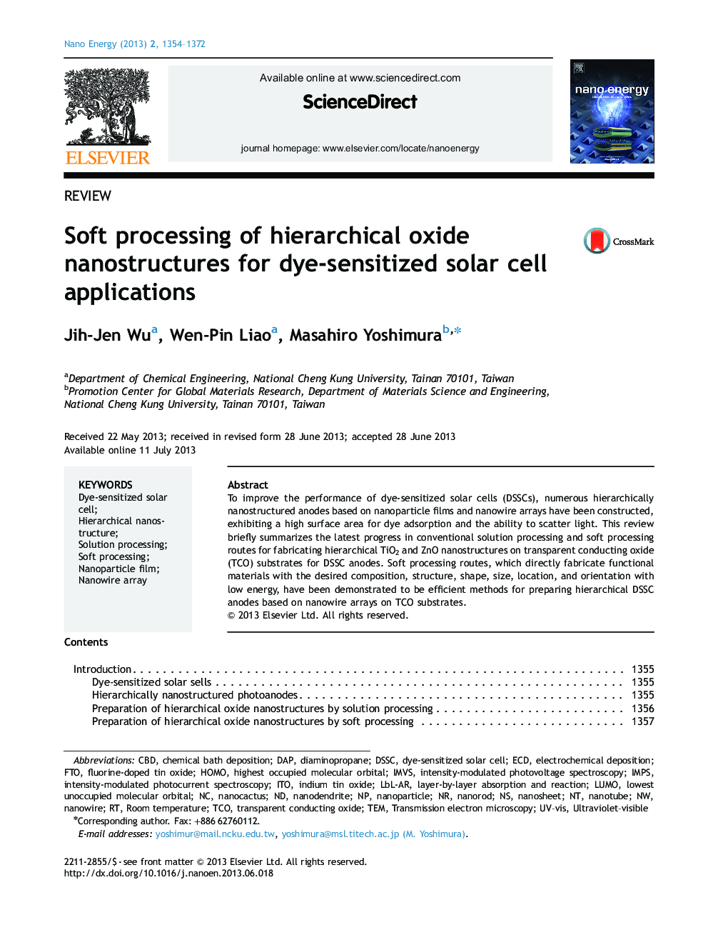 Soft processing of hierarchical oxide nanostructures for dye-sensitized solar cell applications