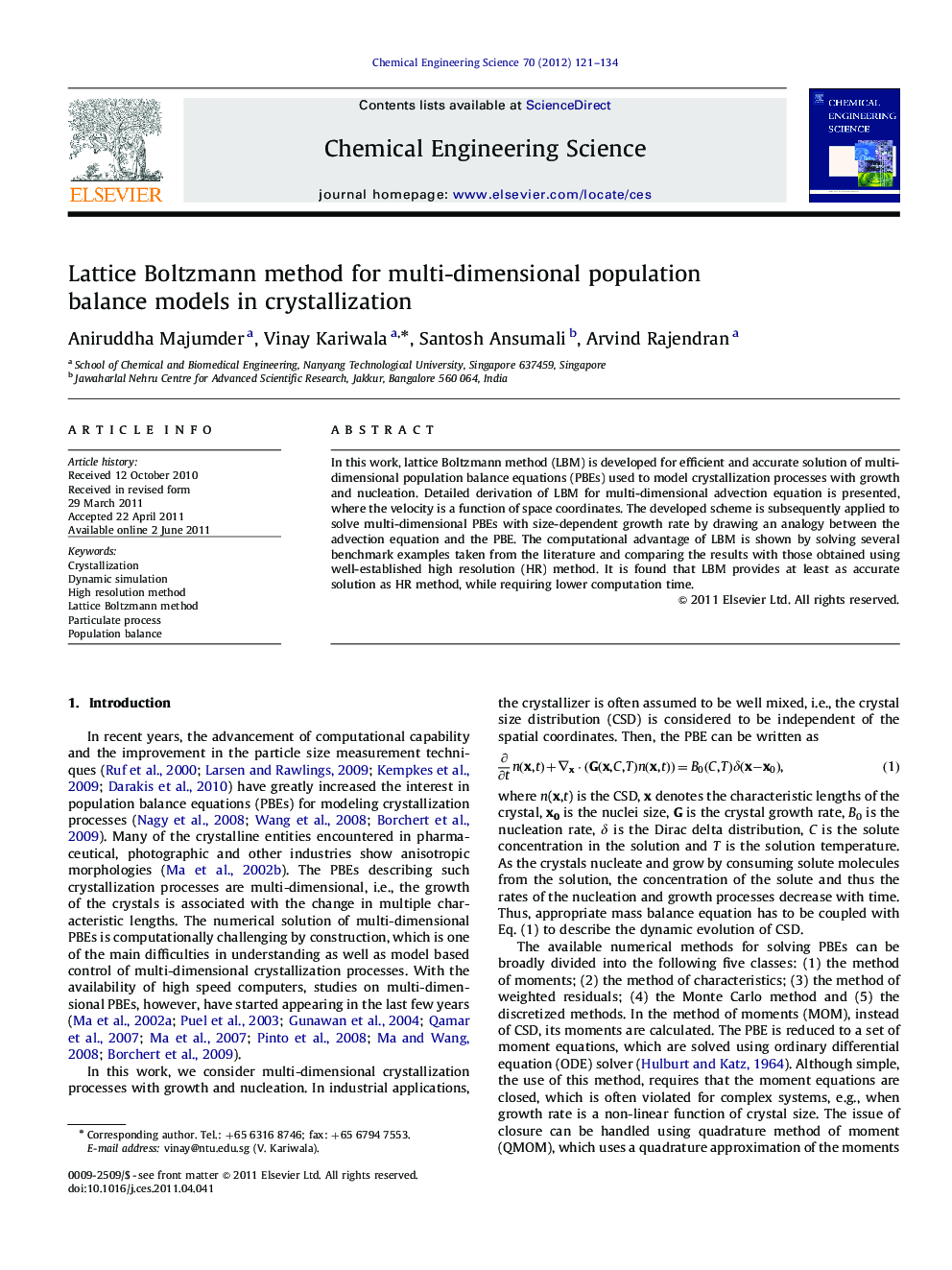 Lattice Boltzmann method for multi-dimensional population balance models in crystallization