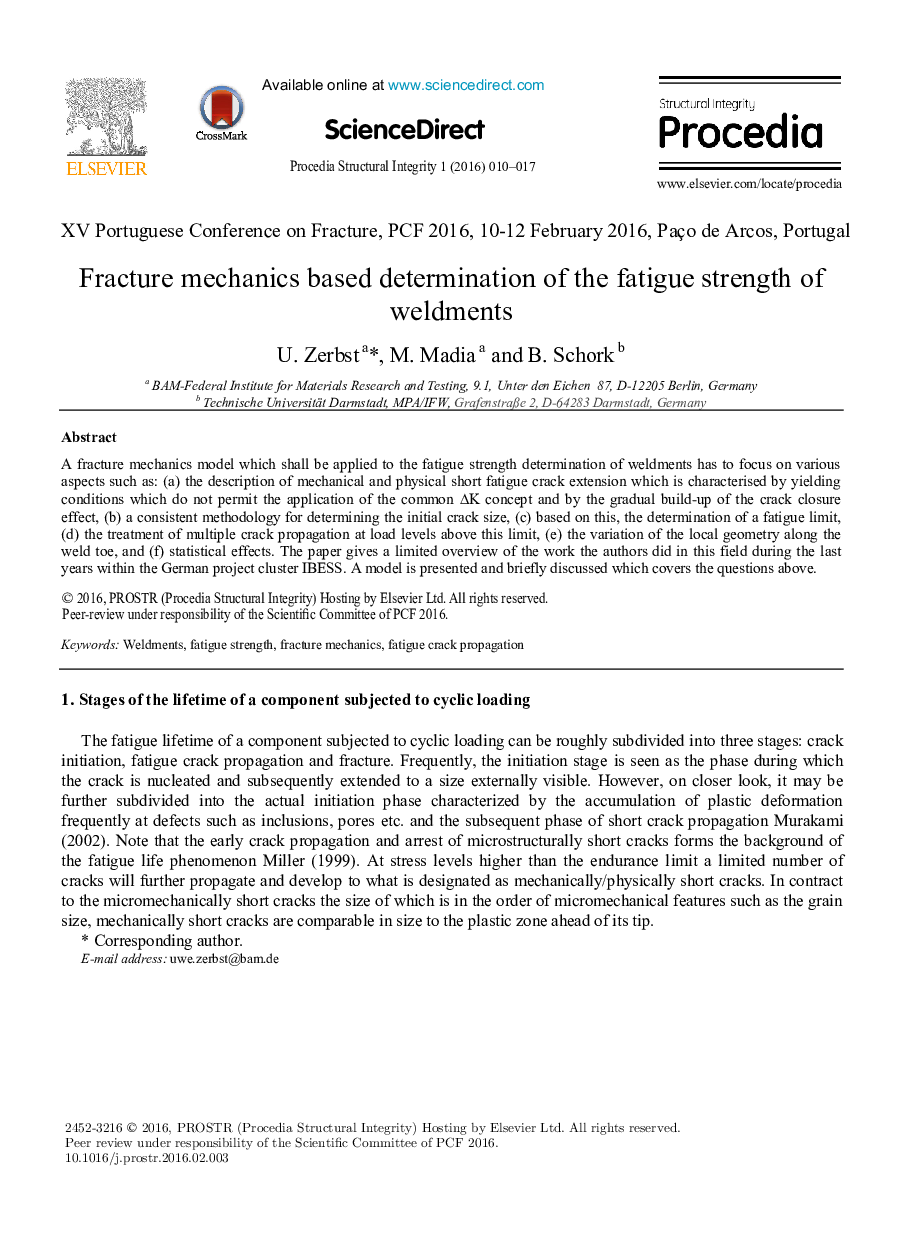 Fracture mechanics based determination of the fatigue strength of weldments