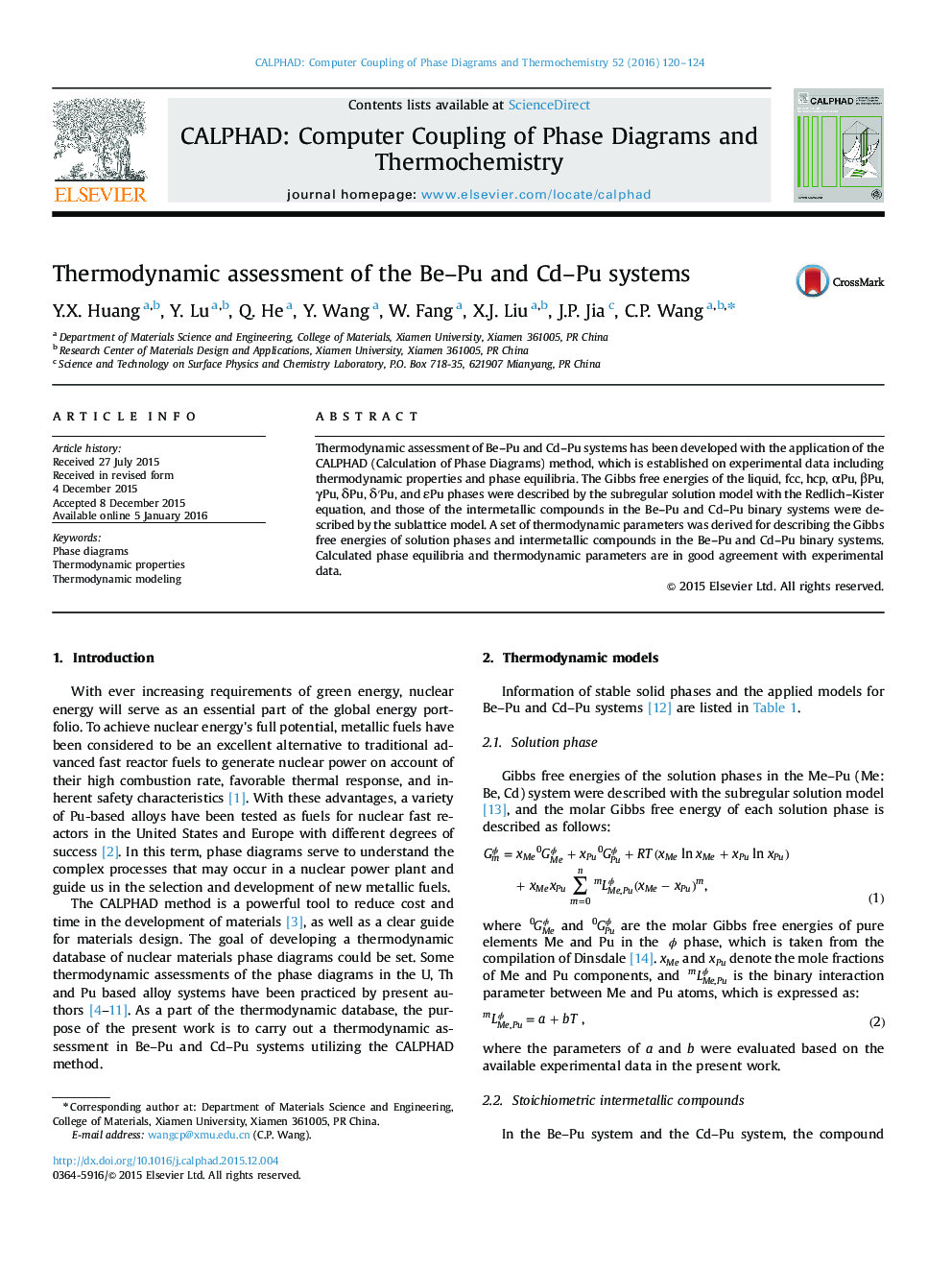 Thermodynamic assessment of the Be-Pu and Cd-Pu systems