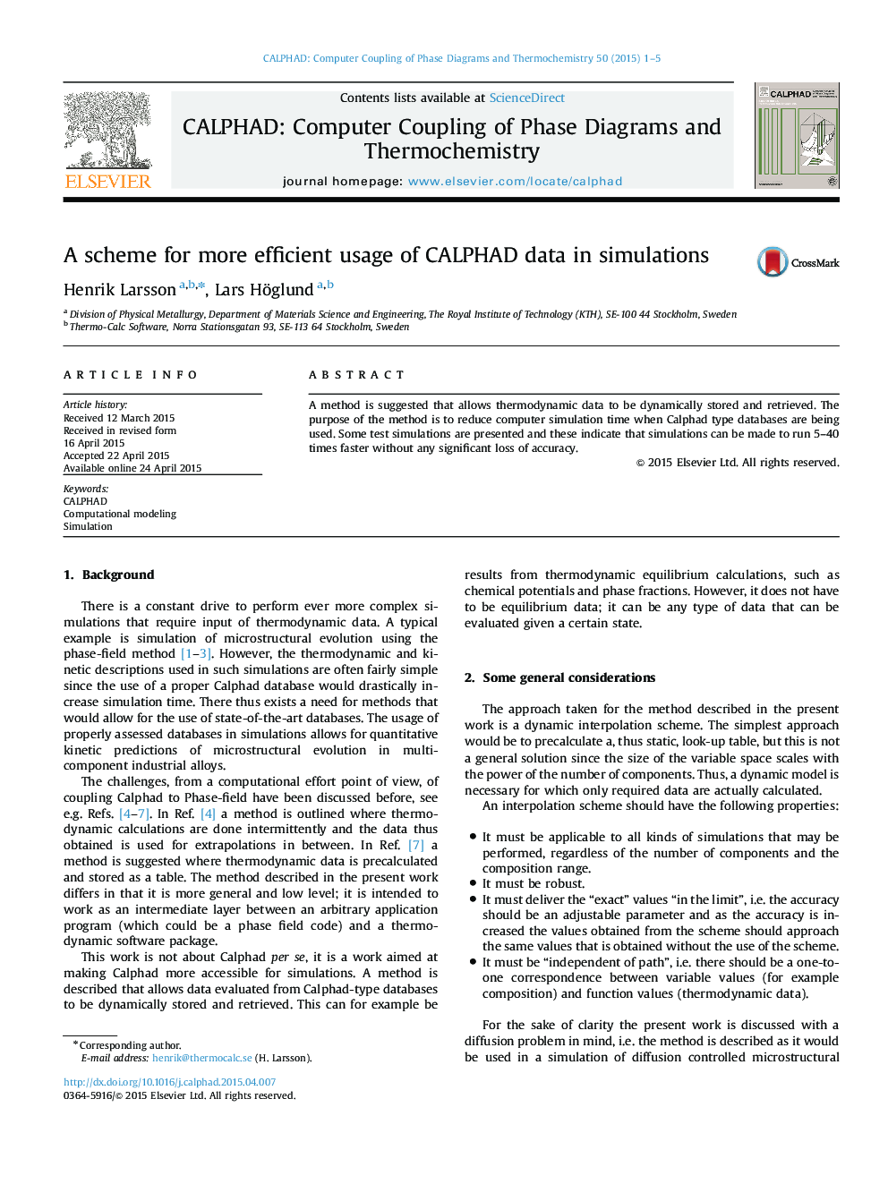 A scheme for more efficient usage of CALPHAD data in simulations