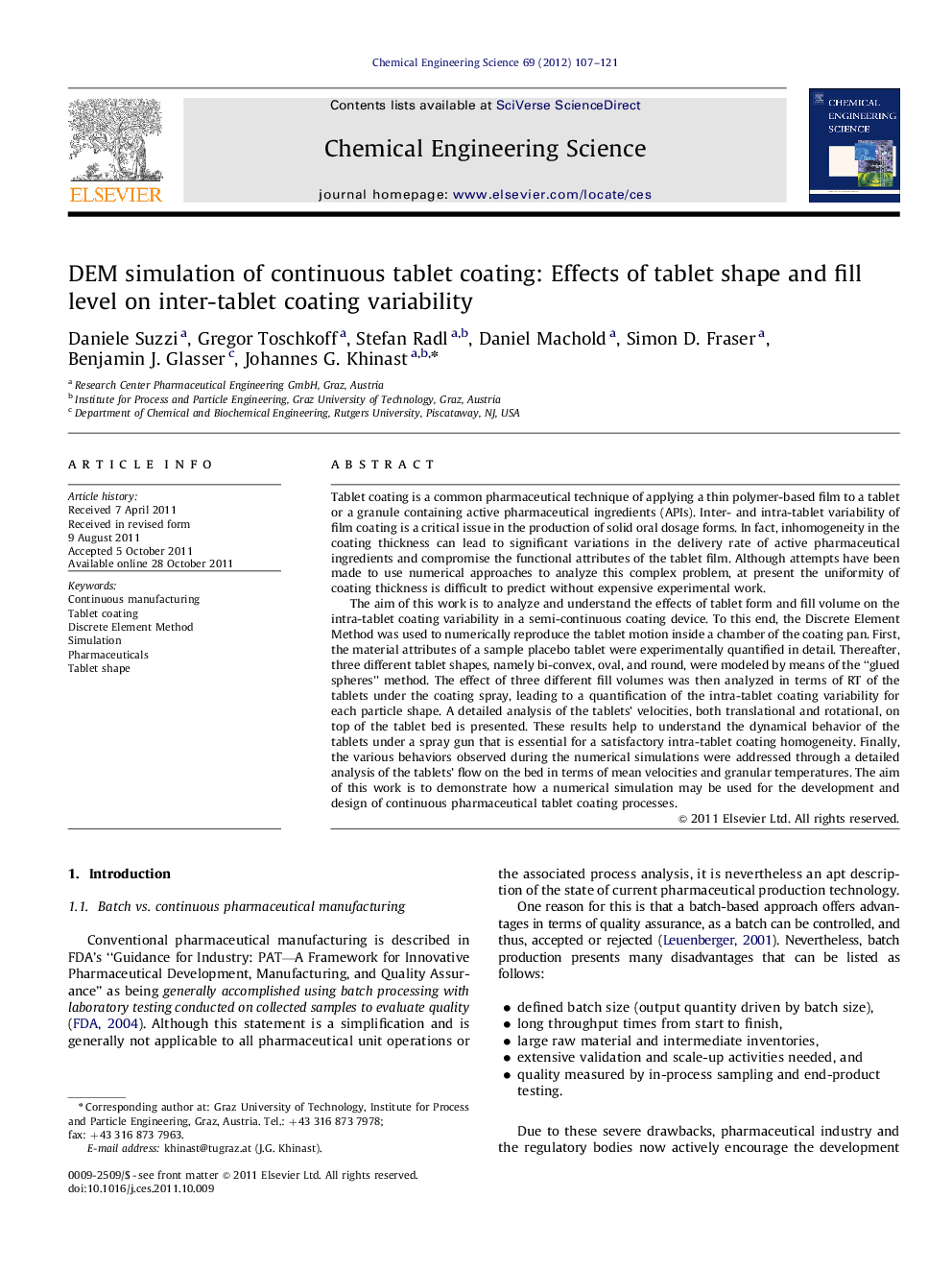 DEM simulation of continuous tablet coating: Effects of tablet shape and fill level on inter-tablet coating variability