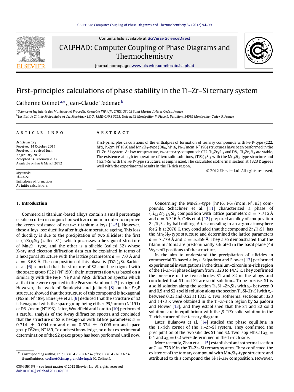 First-principles calculations of phase stability in the Ti–Zr–Si ternary system