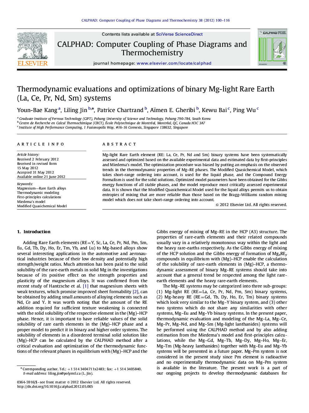 Thermodynamic evaluations and optimizations of binary Mg-light Rare Earth (La, Ce, Pr, Nd, Sm) systems