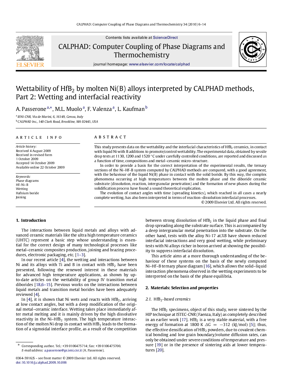 Wettability of HfB2 by molten Ni(B) alloys interpreted by CALPHAD methods, Part 2: Wetting and interfacial reactivity