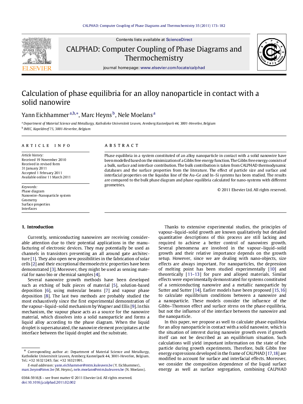 Calculation of phase equilibria for an alloy nanoparticle in contact with a solid nanowire