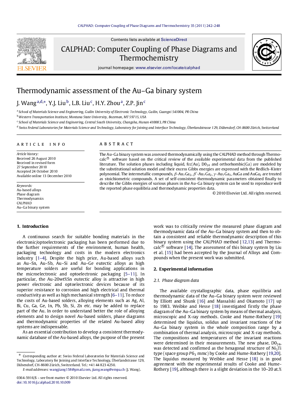 Thermodynamic assessment of the Au-Ga binary system