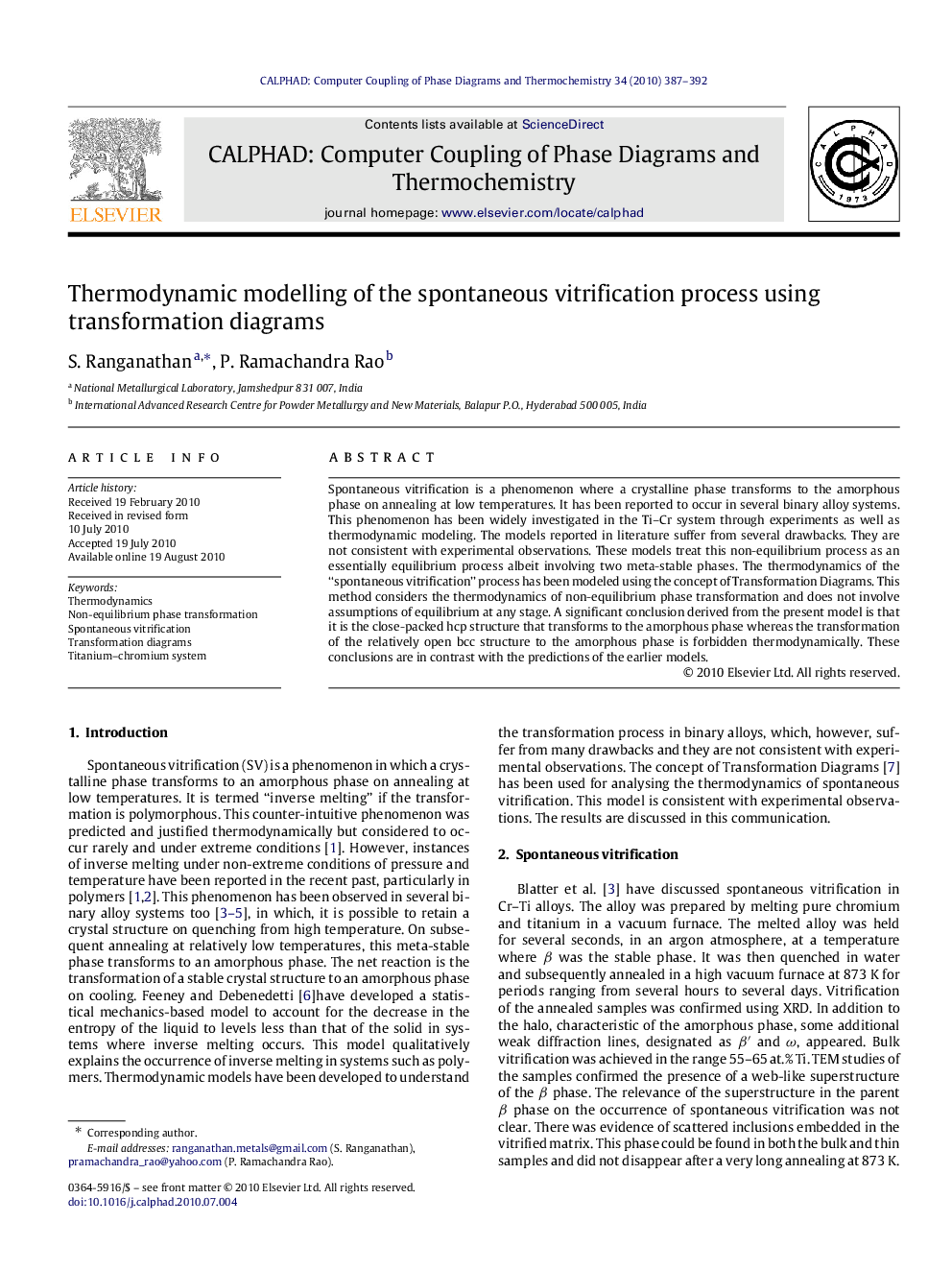 Thermodynamic modelling of the spontaneous vitrification process using transformation diagrams