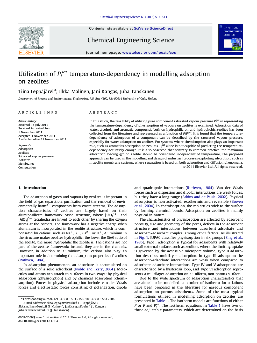 Utilization of Pisat temperature-dependency in modelling adsorption on zeolites