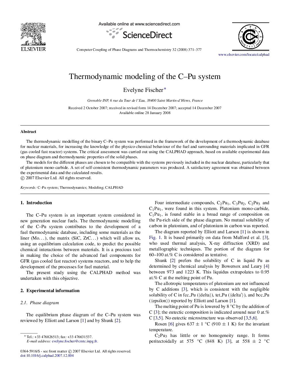 Thermodynamic modeling of the C–Pu system