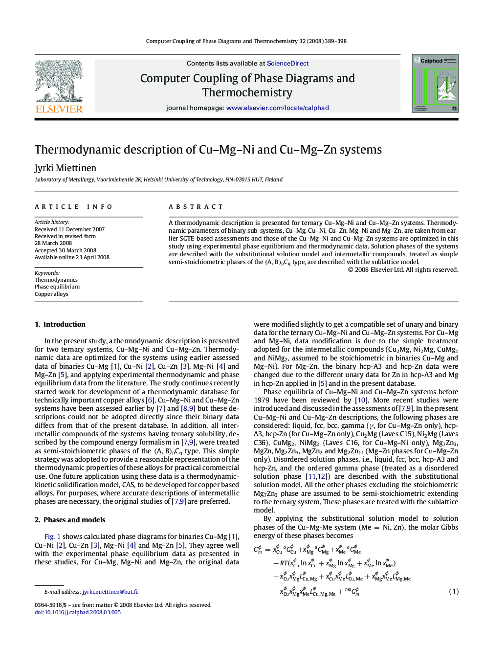 Thermodynamic description of Cu-Mg-Ni and Cu-Mg-Zn systems