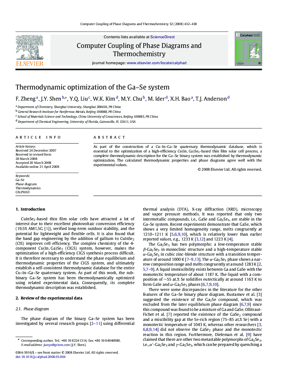 Thermodynamic optimization of the Ga-Se system