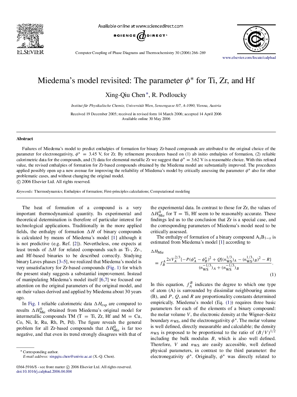 Miedema’s model revisited: The parameter ϕ∗ϕ∗ for Ti, Zr, and Hf