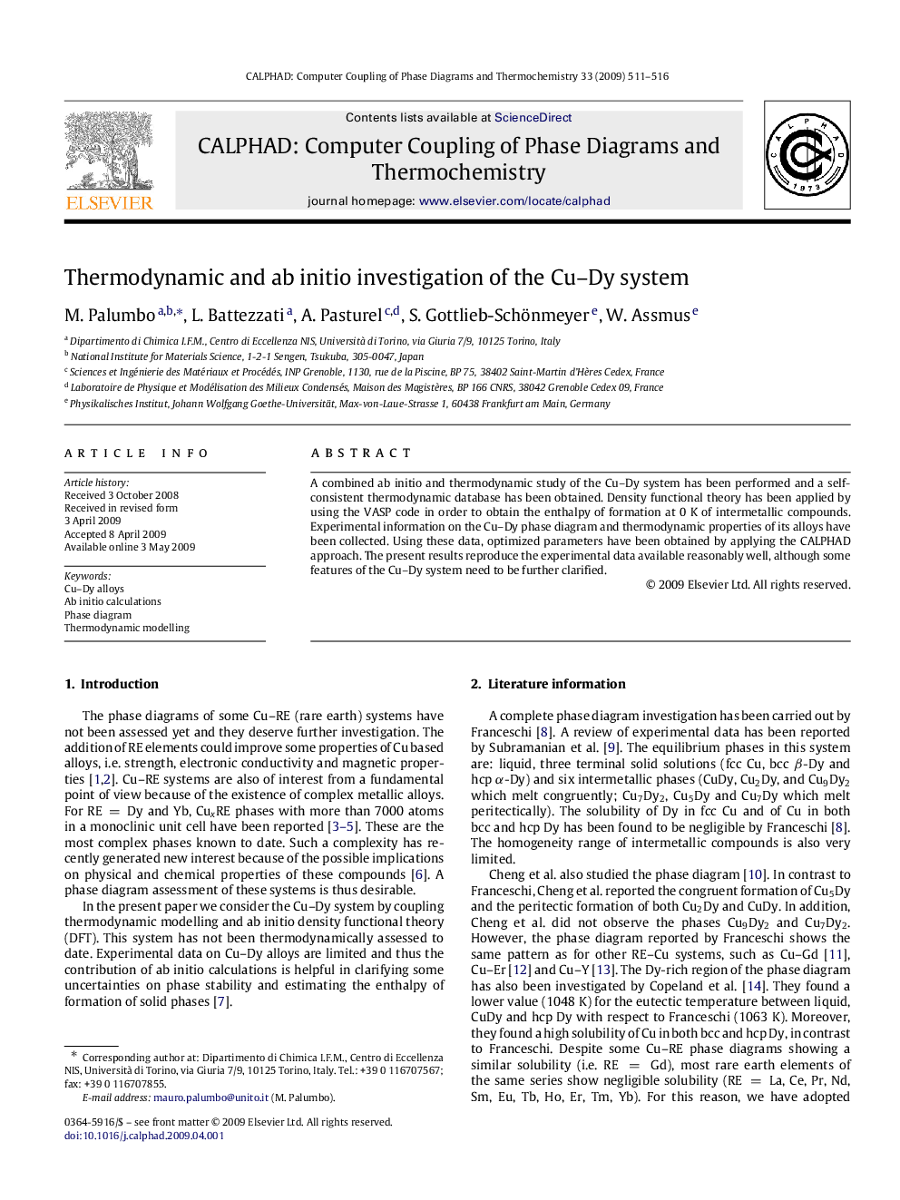 Thermodynamic and ab initio investigation of the Cu–Dy system